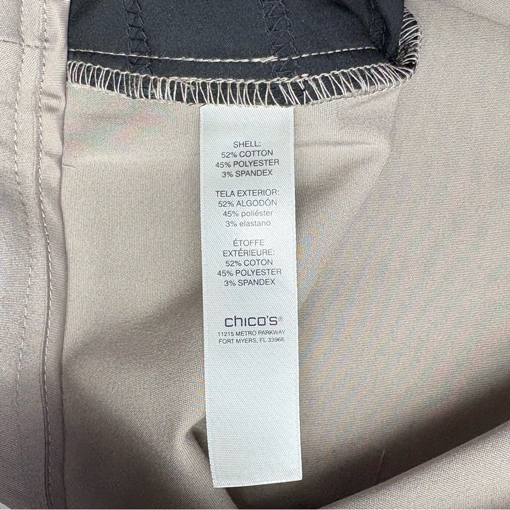 NWT Chico's Fabulously Slimming Ankle Pant 2.5 US Size 14 Tan Stretch 27” Inseam - Picture 8 of 10